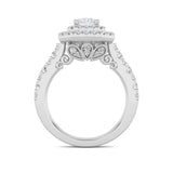 2CTW Radiant Shaped Lab Grown Diamond (F/VS) Double Halo Engagement Ring in 14K Gold