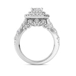 2CTW Radiant Shaped Lab Grown Diamond (F/VS) Double Halo Engagement Ring in 14K Gold