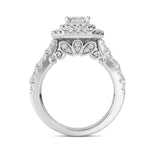 2CTW Radiant Shaped Lab Grown Diamond (F/VS) Double Halo Engagement Ring in 14K Gold