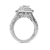 2CTW Radiant Shaped Lab Grown Diamond (F/VS) Double Halo Engagement Ring in 14K Gold