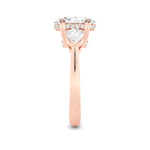 3CTW Oval Shaped Lab Grown Diamond (F/VS) Three Stone Hidden Halo Ring in 14K Gold
