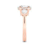 3CTW Oval Shaped Lab Grown Diamond (F/VS) Three Stone Hidden Halo Ring in 14K Gold