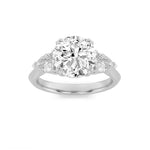 3CTW Round Shaped Lab Grown Diamond (F/VS) Three Stone Hidden Halo Ring in 14K Gold