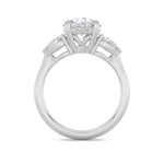 3CTW Round Shaped Lab Grown Diamond (F/VS) Three Stone Hidden Halo Ring in 14K Gold