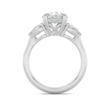 3CTW Round Shaped Lab Grown Diamond (F/VS) Three Stone Hidden Halo Ring in 14K Gold