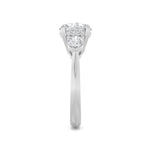 3CTW Round Shaped Lab Grown Diamond (F/VS) Three Stone Hidden Halo Ring in 14K Gold