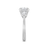 3CTW Round Shaped Lab Grown Diamond (F/VS) Three Stone Hidden Halo Ring in 14K Gold