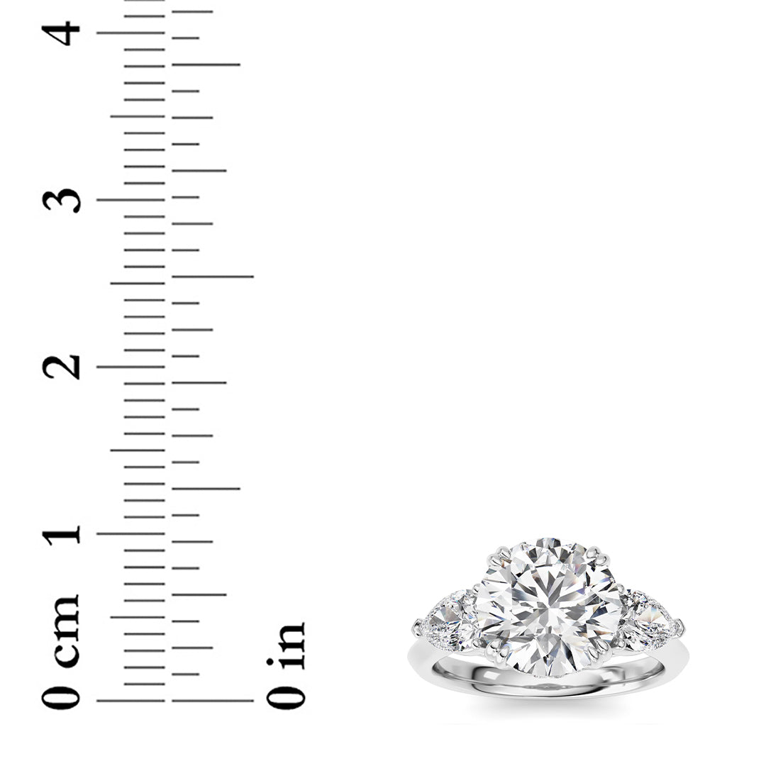 3CTW Round Shaped Lab Grown Diamond (F/VS) Three Stone Hidden Halo Ring in 14K Gold
