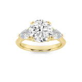 3CTW Round Shaped Lab Grown Diamond (F/VS) Three Stone Hidden Halo Ring in 14K Gold