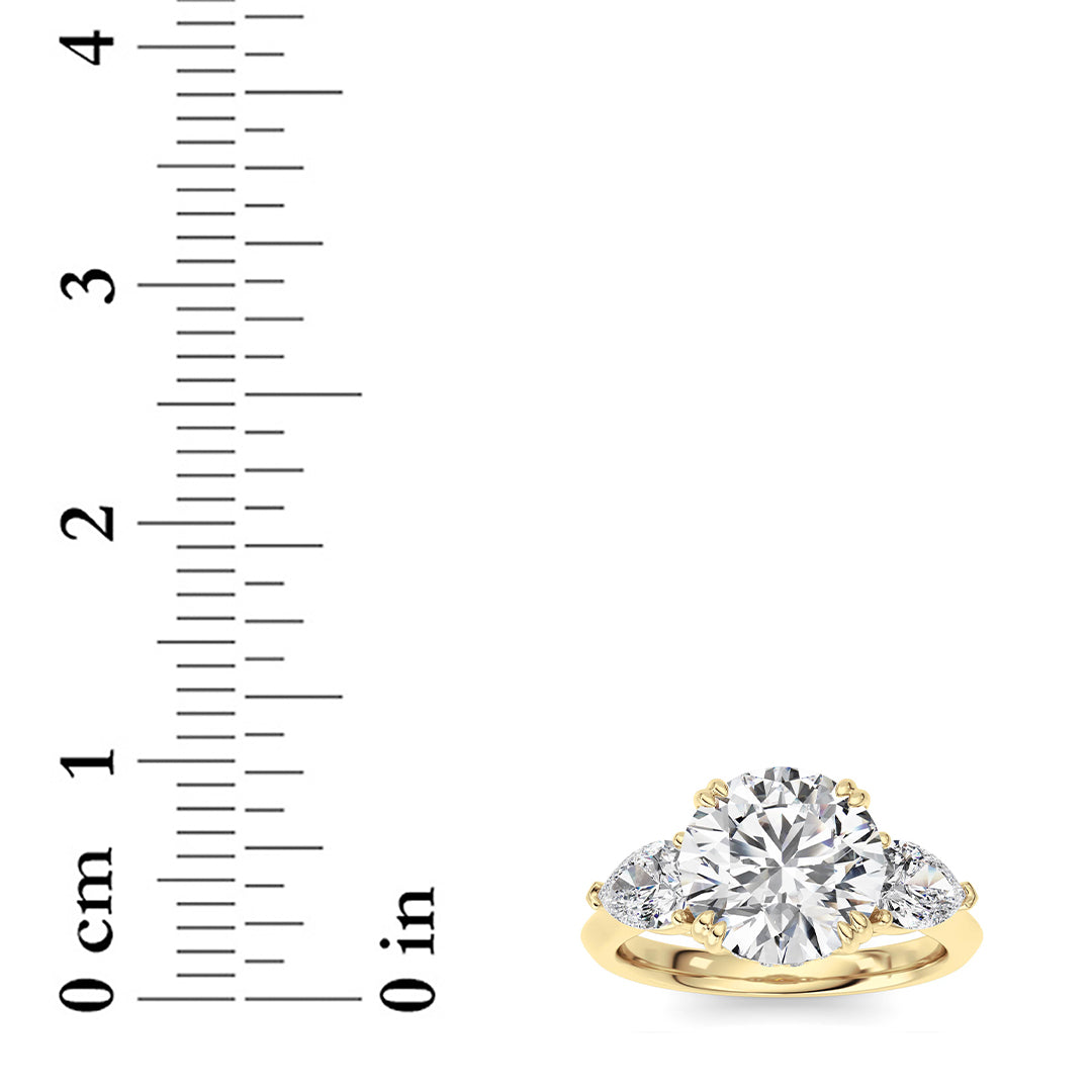 3CTW Round Shaped Lab Grown Diamond (F/VS) Three Stone Hidden Halo Ring in 14K Gold