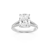 2.25CTW Elongated Cushion Shaped Lab Grown Diamond (F/VS) Split Shank Accented Enagagement Ring in 14K Gold