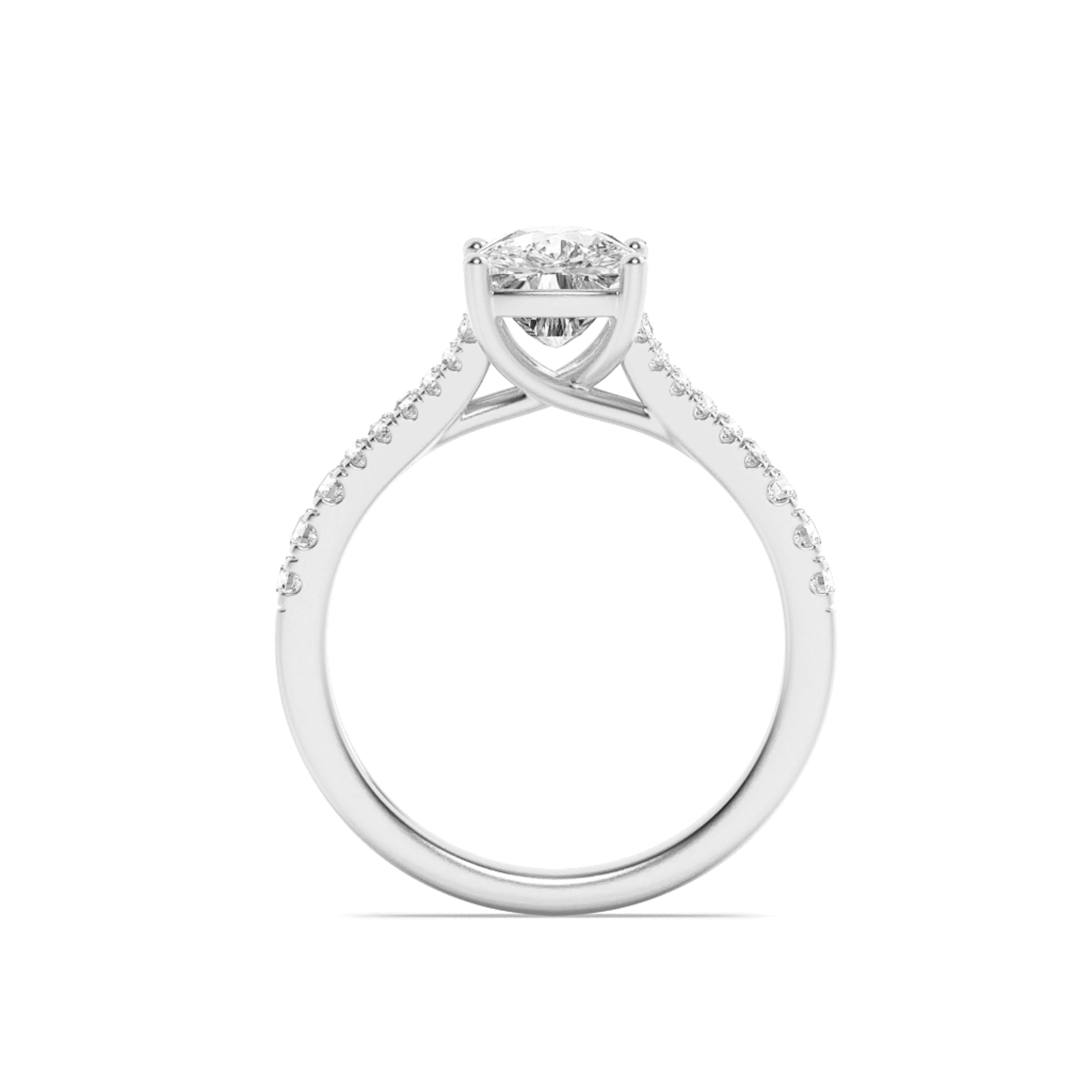 2.25CTW Elongated Cushion Shaped Lab Grown Diamond (F/VS) Split Shank Accented Enagagement Ring in 14K Gold