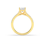 2CTW Emerald Shaped Lab Grown Diamond (F/VS) Split Shank Trellis Engagement Ring in 14K Gold