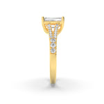 2CTW Emerald Shaped Lab Grown Diamond (F/VS) Split Shank Trellis Engagement Ring in 14K Gold