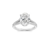 2CTW Oval Shaped Lab Grown Diamond (F/VS) Split Shank Trellis Engagement Ring in 14K Gold