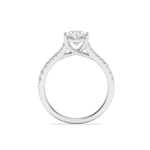 2CTW Oval Shaped Lab Grown Diamond (F/VS) Split Shank Trellis Engagement Ring in 14K Gold