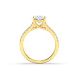 2CTW Oval Shaped Lab Grown Diamond (F/VS) Split Shank Trellis Engagement Ring in 14K Gold