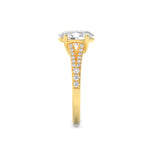 2CTW Oval Shaped Lab Grown Diamond (F/VS) Split Shank Trellis Engagement Ring in 14K Gold