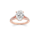 2CTW Oval Shaped Lab Grown Diamond (F/VS) Split Shank Trellis Engagement Ring in 14K Gold