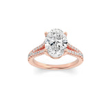 2CTW Oval Shaped Lab Grown Diamond (F/VS) Split Shank Trellis Engagement Ring in 14K Gold