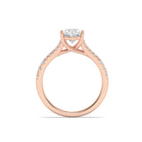 2CTW Oval Shaped Lab Grown Diamond (F/VS) Split Shank Trellis Engagement Ring in 14K Gold