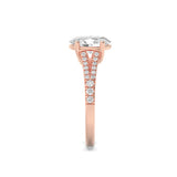 2CTW Oval Shaped Lab Grown Diamond (F/VS) Split Shank Trellis Engagement Ring in 14K Gold