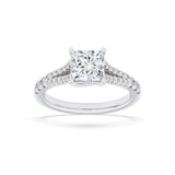 2CTW Princess Shaped Lab Grown Diamond (F/VS) Split Shank Trellis Engagement Ring in 14K Gold