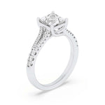 2CTW Princess Shaped Lab Grown Diamond (F/VS) Split Shank Trellis Engagement Ring in 14K Gold