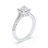 2CTW Princess Shaped Lab Grown Diamond (F/VS) Split Shank Trellis Engagement Ring in 14K Gold