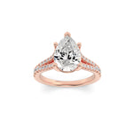 2CTW Pear Shaped Lab Grown Diamond (F/VS) Split Shank Trellis Engagement Ring in 14K Gold
