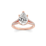 2CTW Pear Shaped Lab Grown Diamond (F/VS) Split Shank Trellis Engagement Ring in 14K Gold
