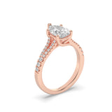 2CTW Pear Shaped Lab Grown Diamond (F/VS) Split Shank Trellis Engagement Ring in 14K Gold