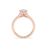2CTW Pear Shaped Lab Grown Diamond (F/VS) Split Shank Trellis Engagement Ring in 14K Gold