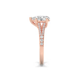 2CTW Pear Shaped Lab Grown Diamond (F/VS) Split Shank Trellis Engagement Ring in 14K Gold