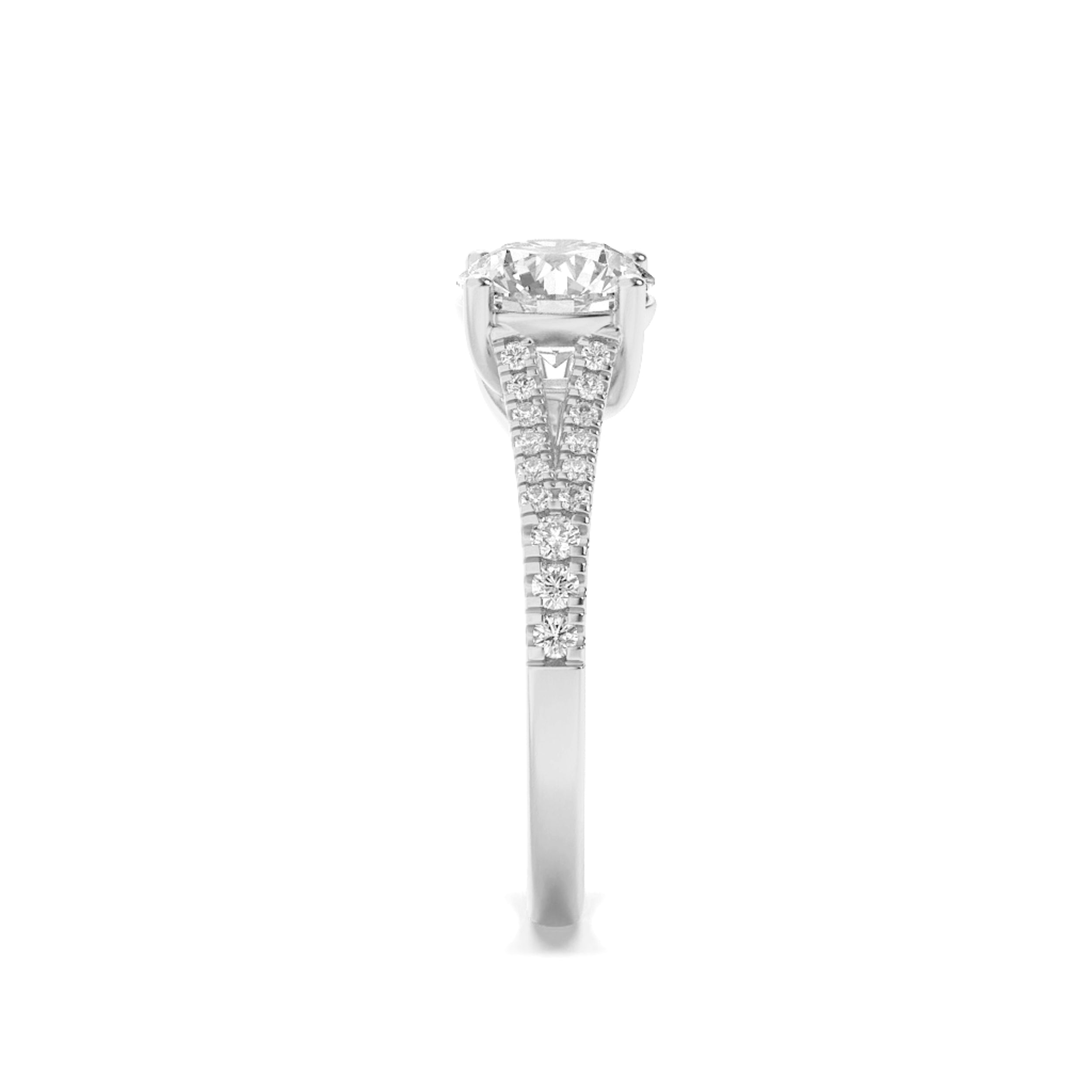 2CTW Round Shaped Lab Grown Diamond (F/VS) Split Shank Trellis Engagement Ring in 14K Gold