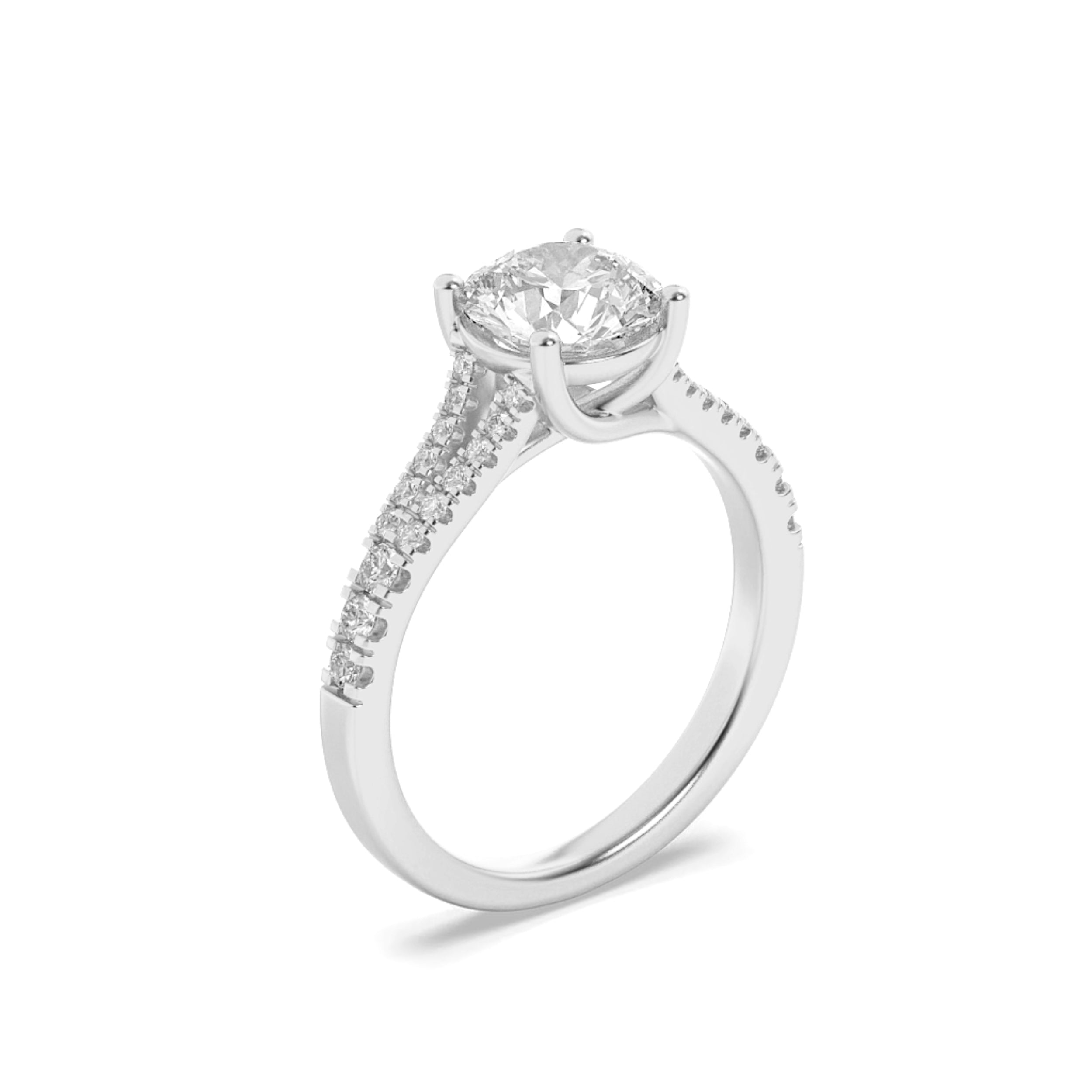 4CTW Round Shaped Lab Grown Diamond (F/VS) Split Shank Trellis Engagement Ring in 14K Gold