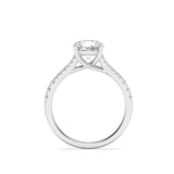 4CTW Round Shaped Lab Grown Diamond (F/VS) Split Shank Trellis Engagement Ring in 14K Gold