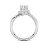 2CTW Oval Shaped Lab Grown Diamond (F/VS) Swirl Accented Engagement Ring in 14K Gold