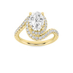 2CTW Oval Shaped Lab Grown Diamond (F/VS) Swirl Accented Engagement Ring in 14K Gold
