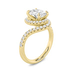 2CTW Oval Shaped Lab Grown Diamond (F/VS) Swirl Accented Engagement Ring in 14K Gold