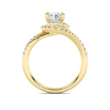 2CTW Oval Shaped Lab Grown Diamond (F/VS) Swirl Accented Engagement Ring in 14K Gold