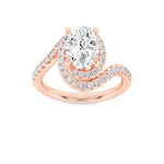 2CTW Oval Shaped Lab Grown Diamond (F/VS) Swirl Accented Engagement Ring in 14K Gold