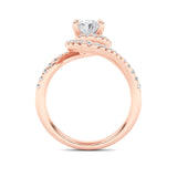 2CTW Oval Shaped Lab Grown Diamond (F/VS) Swirl Accented Engagement Ring in 14K Gold
