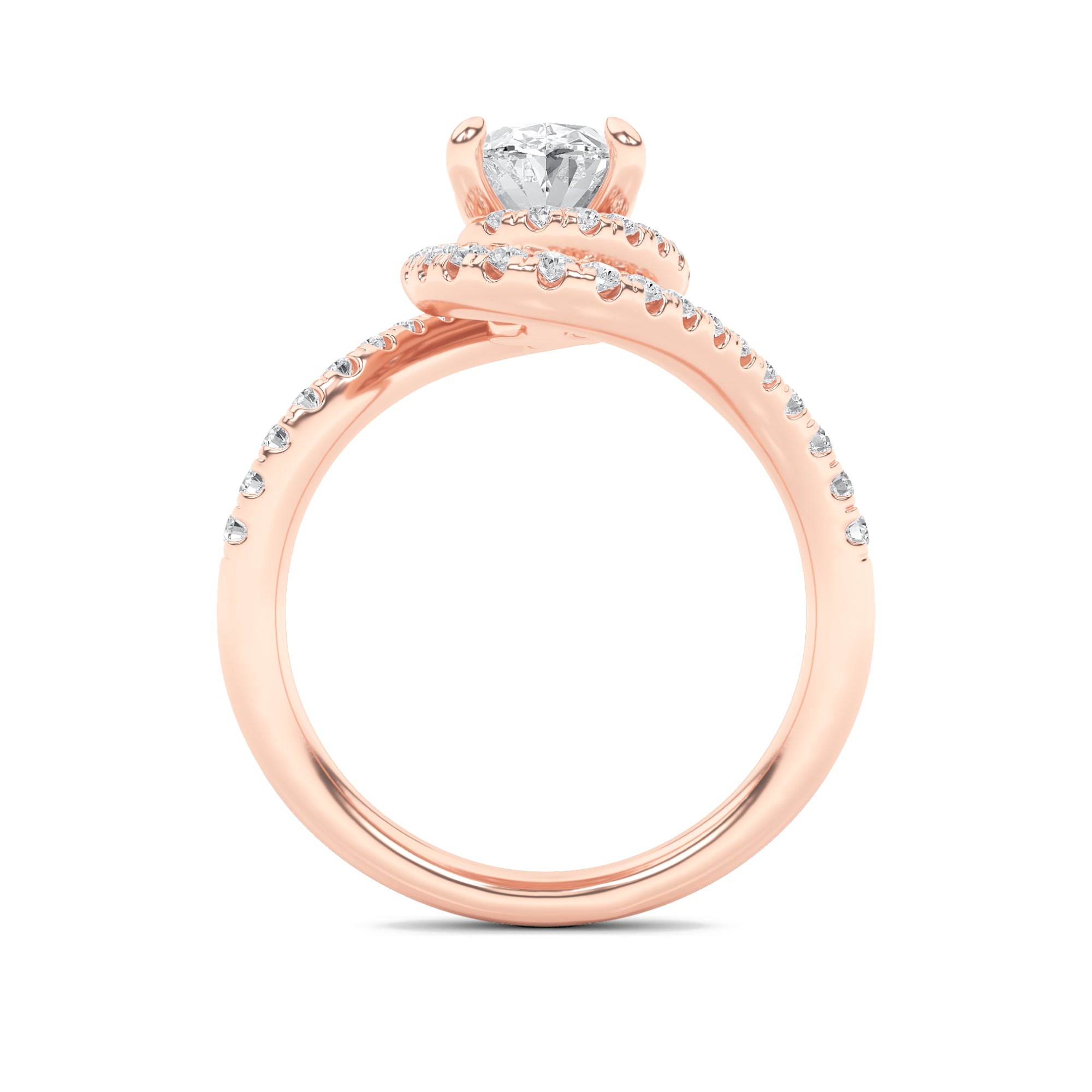 2CTW Oval Shaped Lab Grown Diamond (F/VS) Swirl Accented Engagement Ring in 14K Gold