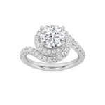 2CTW Round Shaped Lab Grown Diamond (F/VS) Swirl Accented Engagement Ring in 14K Gold