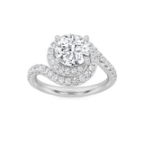 2CTW Round Shaped Lab Grown Diamond (F/VS) Swirl Accented Engagement Ring in 14K Gold