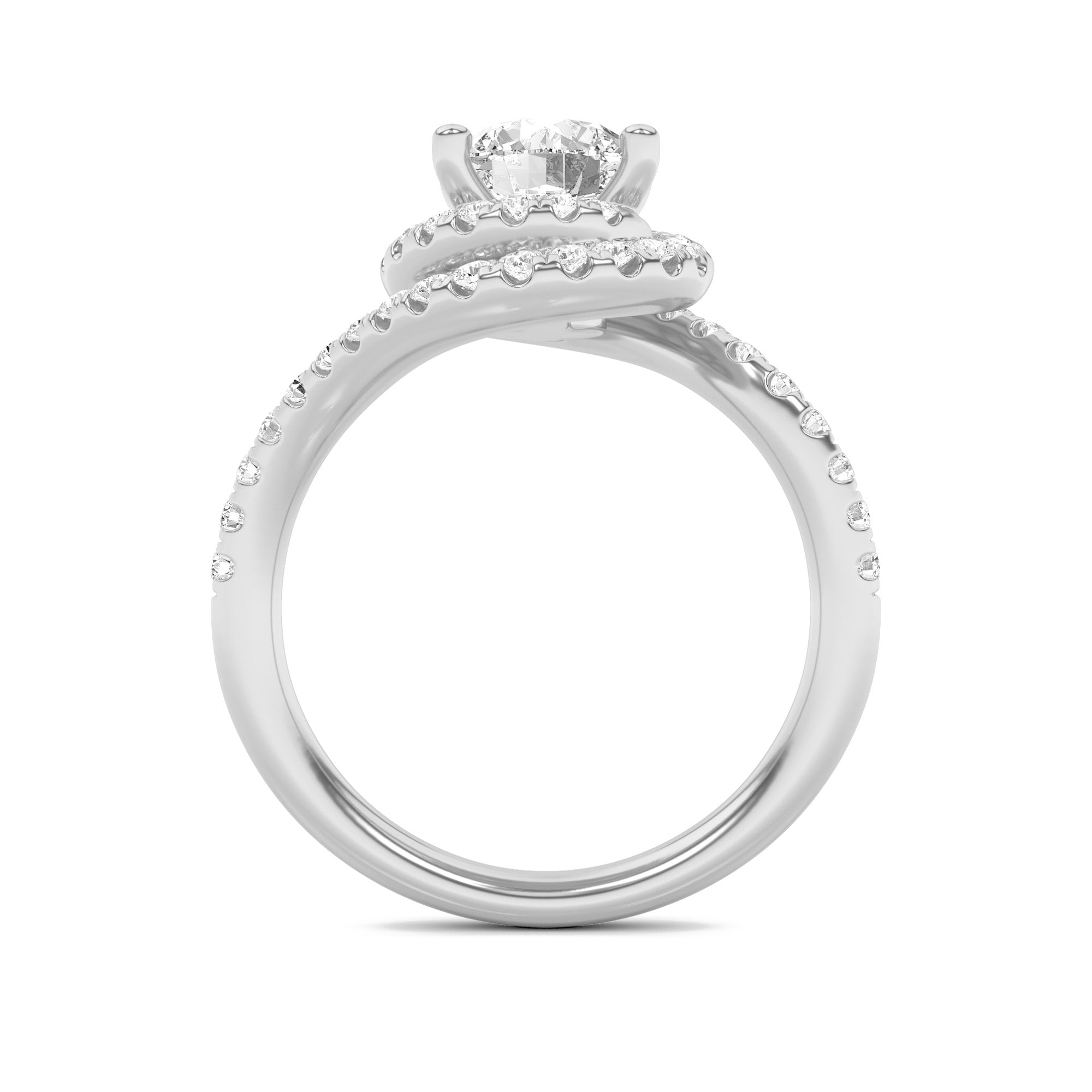 2CTW Round Shaped Lab Grown Diamond (F/VS) Swirl Accented Engagement Ring in 14K Gold
