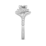 2CTW Round Shaped Lab Grown Diamond (F/VS) Swirl Accented Engagement Ring in 14K Gold