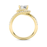 2CTW Round Shaped Lab Grown Diamond (F/VS) Swirl Accented Engagement Ring in 14K Gold