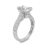 1.5CTW Emerald Shaped Lab Grown Diamond (F/VS) Hidden Halo Accented Engagement Ring in 14K Gold